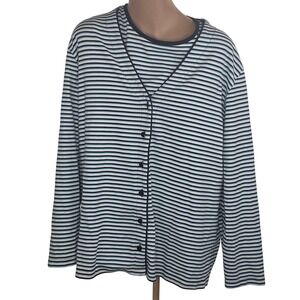 Cabin Creek Shirt Set Womens 3XL Navy White Stripe Asymmetrical 2 Piece Tops Y2K